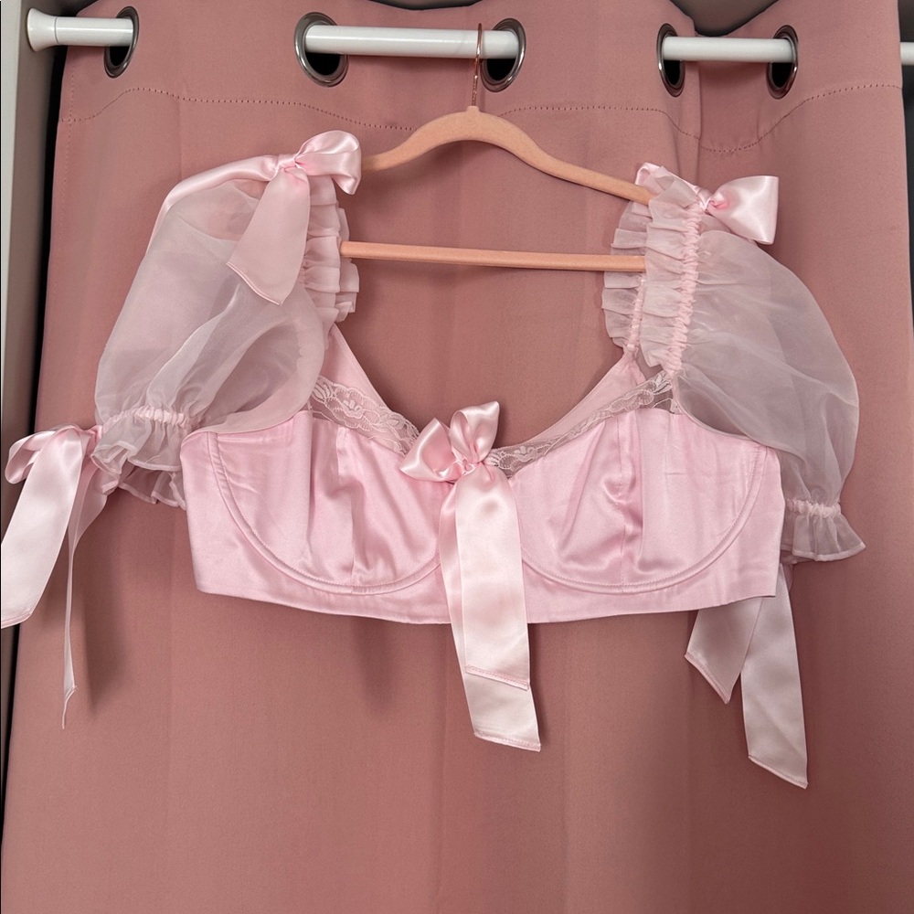 Selkie Poet Bralette - pink coquette crop top